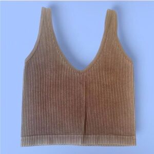Aura ribbed Brown active Sleeveless Top